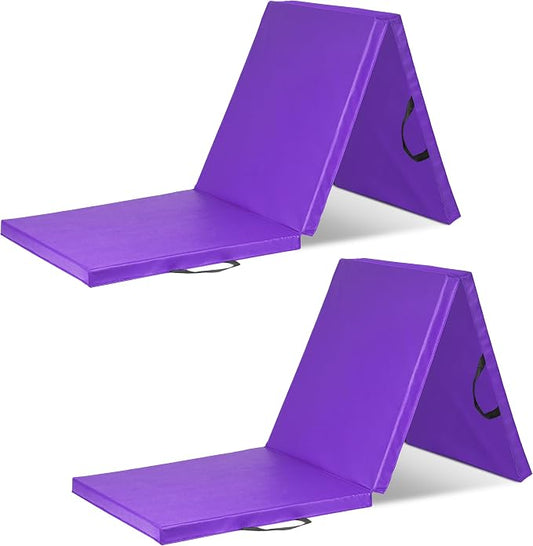 ProsourceFit Tri-Fold Folding Thick Exercise Mat 6’x2’ with Carrying Handles for MMA, Gymnastics, Stretching, Core Workouts