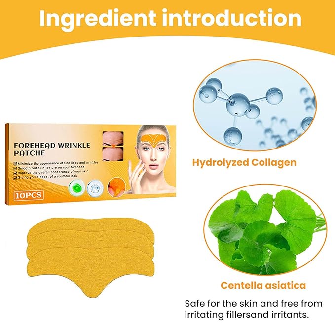 Forehead Wrinkle Remover Patch,Smooth Forehead And Smooth Fine Lines And Wrinkles,Lift Facial Skin Forehead Patch,Forehead Patches for Wrinkles With Hydrolyzed Collagen And Centella Asiatica,Suitable