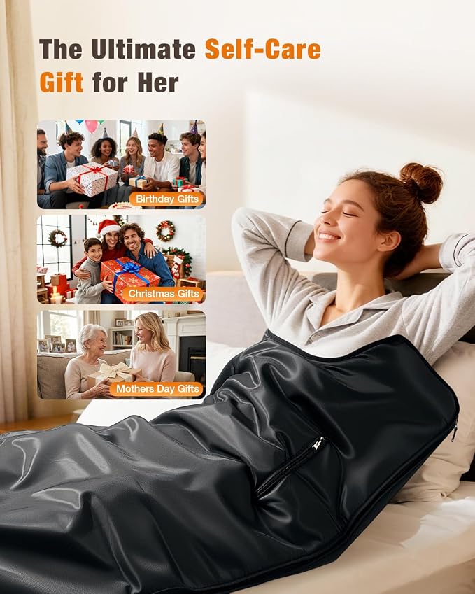 Portable Sauna Blanket for Home, Full Body Heating Wrap for Relaxation and Detox, Self Care Gifts, Washable & Foldable with Carrying Bag, 88-158℉, 10-60 Minutes Timer, (6 x 2.62) FT