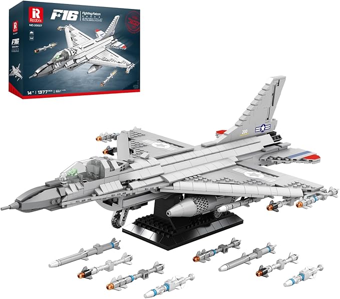 F-16 Fighter Jet Building Sets,Military Fighter Display Model,Air Force Building Block Set 33027,Fighting Falcon Airplane Army Construction Set,Toys Gifts for Military Fans and Kid 14+,1377PCS