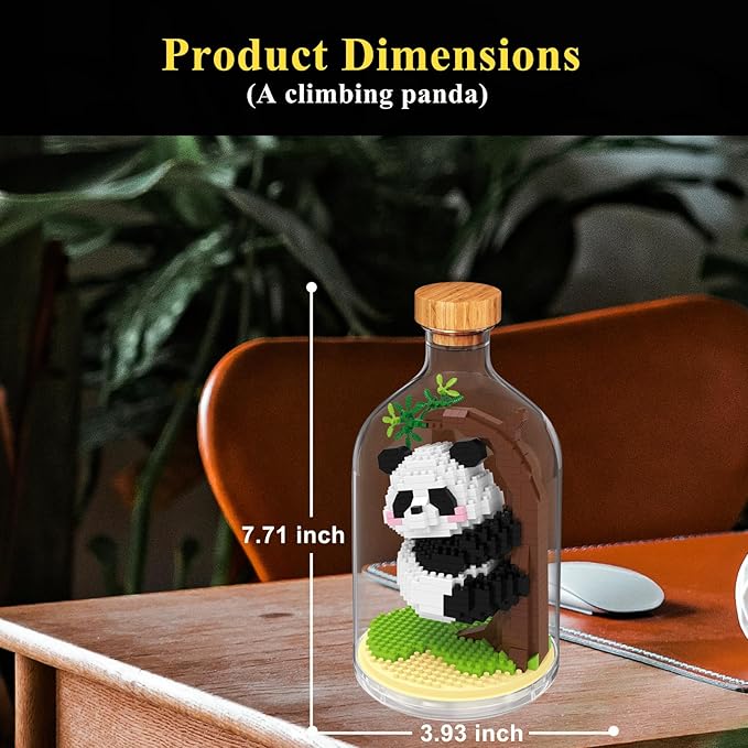Creative Panda Toy Building Set,Adult Mini Animal Friend Set,Party Favors Gift for Kids,Animal Lovers Office Home Decor Building Block,New Year Easter Birthday Gift for Boys Girls(Climbing)