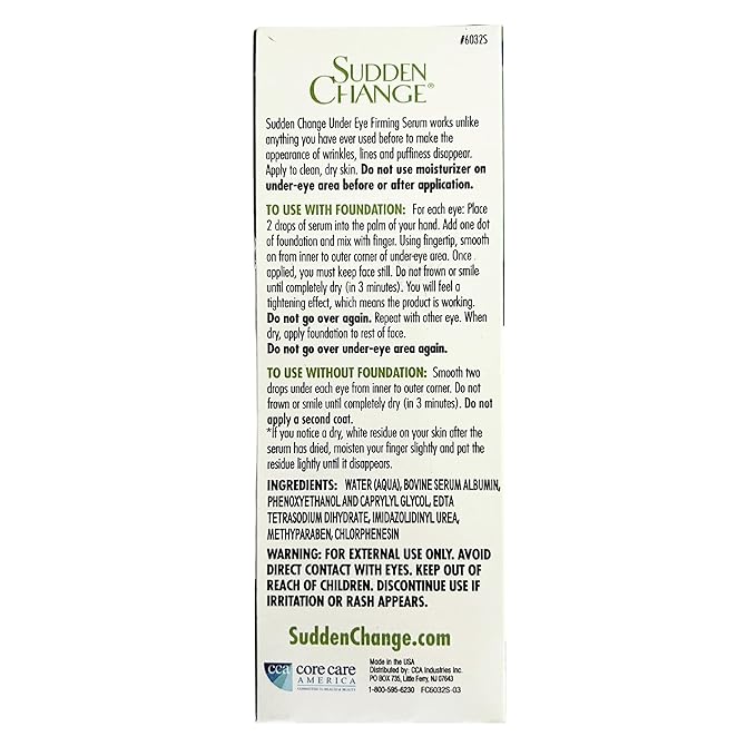 Sudden Change Instant Under-Eye Firming Serum – Fast-Acting Eye Tightening Serum for Under-Eye Bags, Puffiness, Lines & Wrinkles (0.23 oz, Pack of 2)