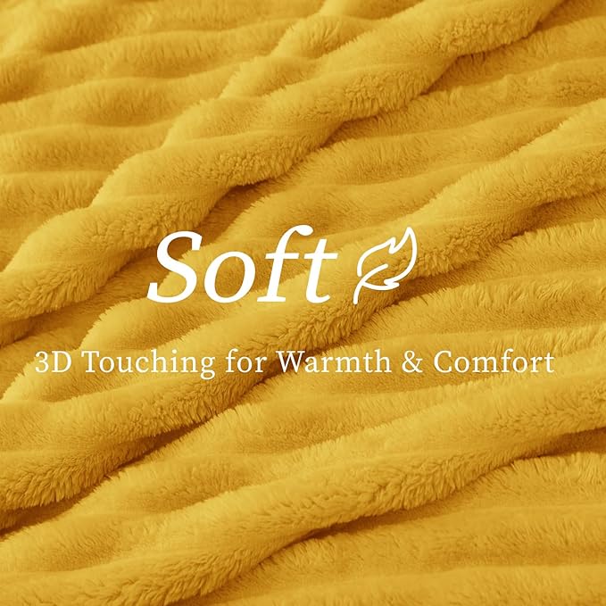BEDELITE Ribbed Twin Blanket for Couch & Bed, Light Yellow, 60"x80" | Ultra-Soft Plush Fleece, Cozy, Warm Yet Lightweight, Ribbed Texture, Home Decor, Machine Washable, Giftable, All-Season Use
