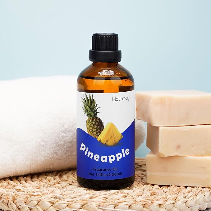 Holamay Pineapple Fragrance Oil 3.4 fl.oz/100 ml, Single Fruit Essential Oil, Premium Candle Making Scents, Fragrance Oil for Soap Making, Diffuser Oils for Home
