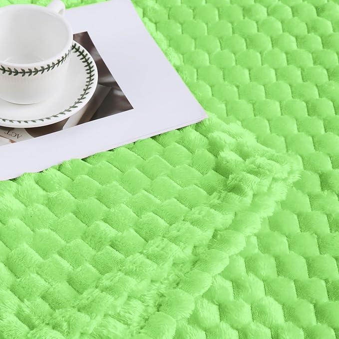 Bnuitland Light Green Flannel Throw Blanket (50X70 inches), 300 GSM Fleece Cozy Warm Soft Home Decor Lightweight Bed Sofa Blanket for Adults, Suitable for All Seasons.