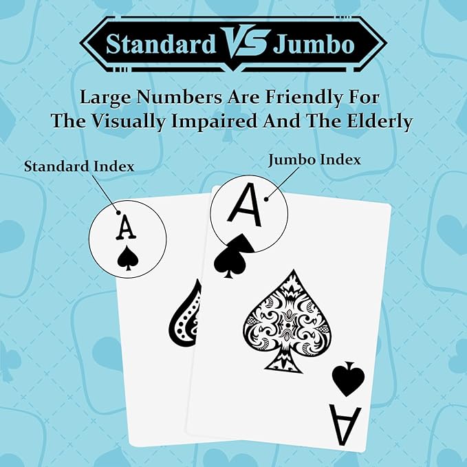 Plastic Playing Cards Waterproof Cards Poker Card 2 Pack Playing Card Large Print for Adults Seniors, Deck of Card Set Poker Cards for Beach Trip Pool Party Games (Red)