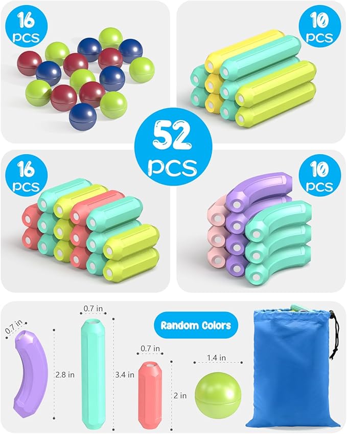Magnet Toys Magnetic Building Blocks, STEM Starter Toys for Kids Age 3-5 Preschool, Montessori Learning Magnetic Sticks and Balls, Gift for Christmas Birthday (52PCS)