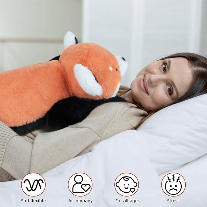 Niuniu Daddy 26" | 5LB Red Panda Study Buddy Weighted Stuffed Animals, Sensory Weighted Plush Toy for Adults Kids, Giant Stuffed Red Panda Pillow as Gift for Birthday Include Bag Sticker Card