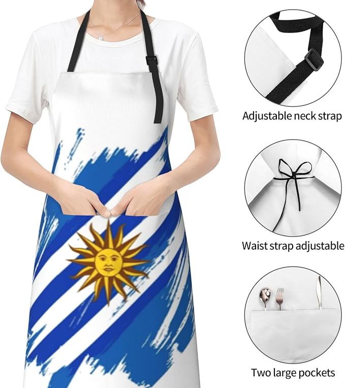 Cute Flag Kitchen Cooking Aprons for Women Men Adjustable Patriotic Flag Apron with 2 Pockets for Home Kitchen Garden
