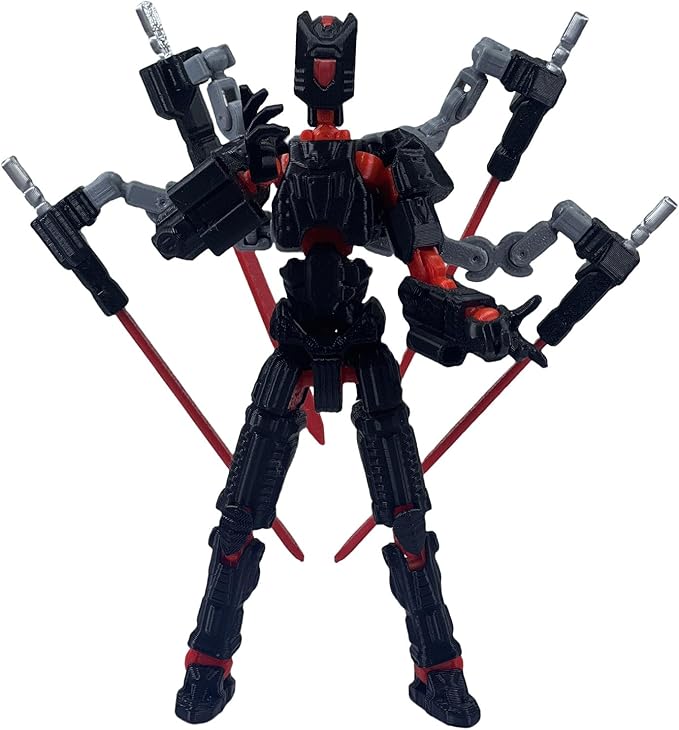 Assembly Completed T13 Action Figure,3D Printed Multi-Jointed Movable, Nova 13 Action Figures Desktop Decorations for Game Lovers Toy (Black Red)