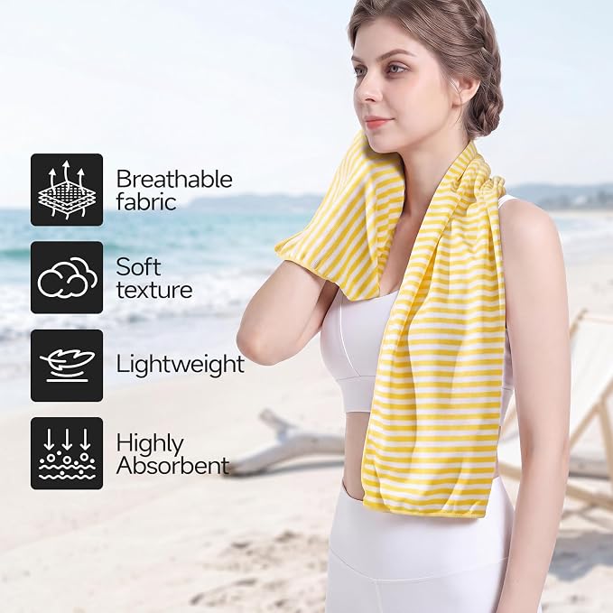 RDEKISS 4 Pack Cooling Towels for Hot Weather (40"x12"), Ice Cool Neck Towel, Soft Breathable Microfiber for Gym, Sport, Running, Yoga, Workout - Yellow