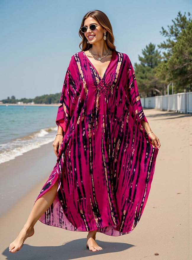 Mumu Dresses for Women Plus Size, Bohemian Kaftan Beach Cover Up Long Maxi Nightgown Soft Loungewear