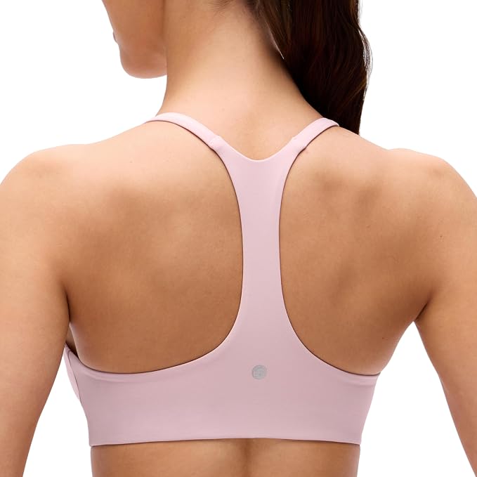 CRZ YOGA Butterluxe Low Coverage V Neck Sports Bras for Women - Spaghetti Straps Racerback Padded Yoga Top