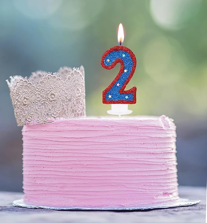 Blue Hero Captain 2 Birthday Candle, 3D Number 2 Candle Birthday Boy Girl Kid's Superheroes Theme Party Cake Decoration