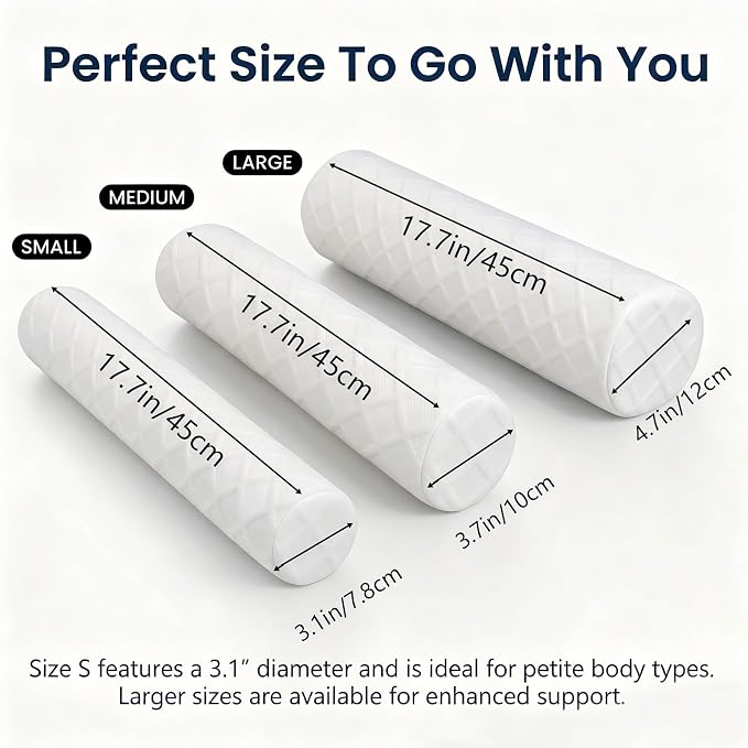 Cervical Memory Foam Neck Roll Pillow Comfortable Breathable(3.1) | Neck Support Pillows for Sleeping 3.1in H Small Round Circle Pillow Cylinder Pillows for Back Lumbar Leg Yoga Pain Relief