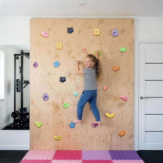TOPNEW 24PC Kids Climbing Holds, Climbing Rocks for Play Set, Swingset - Adult Rock Wall Holds with Mounting Hardware for Indoor Outdoor Climbing Wall, Pastel Color