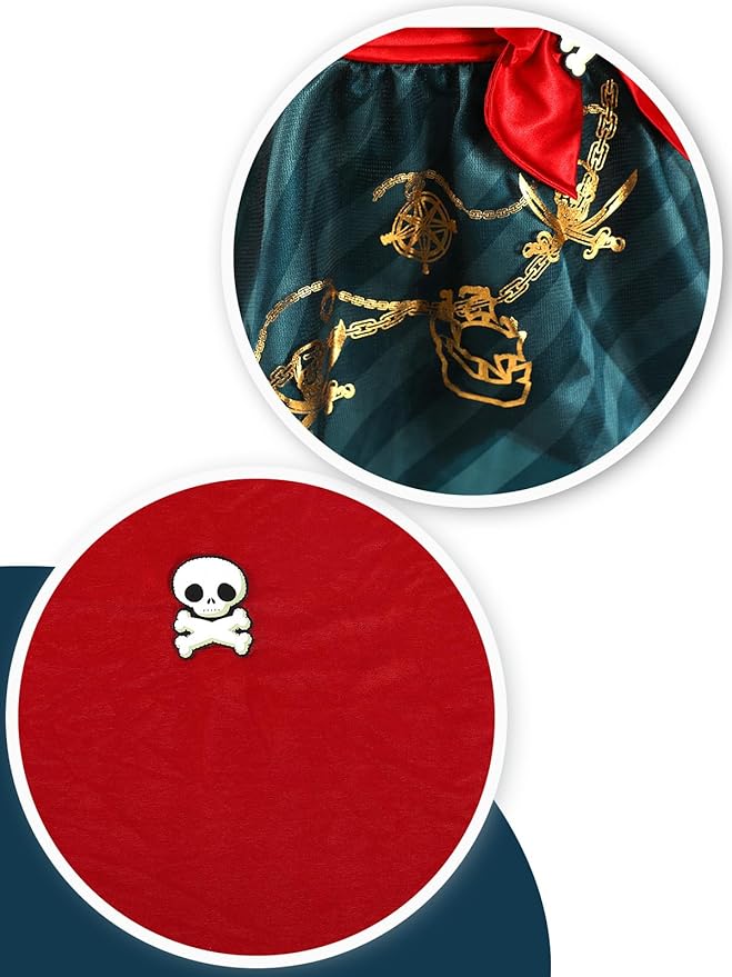Halloween Pirate Costume Kids Girls - Pirates Outfit Set with Accessories for Pretend Play Dress Up Themed Party