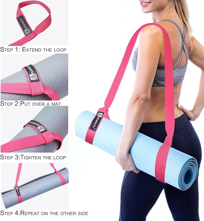 A AZURELIFE [MAT NOT Included] Yoga Mat Sling, Yoga Mat Straps for Carrying, Easy-Cinch Yoga Mat Holder Strap