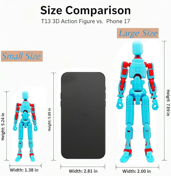 T13 8 inches Large Action Figure Glow in The Dark Blue (Assembly Completed) Dummy 13 Titan 13 Poseable Collectible Highly Detailed Sculpting & Accessories for Display and Play (Blue Red)