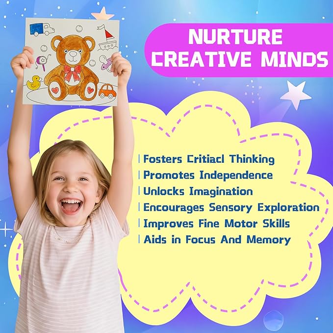 20 Pages Coloring Books for Kids Ages 4-8, 12 Color Strips Water Color Paint Sets, Arts and Crafts Drawing Activities Party Favors for Kids 3-5, Toys Birthday Gifts for Boys Girls