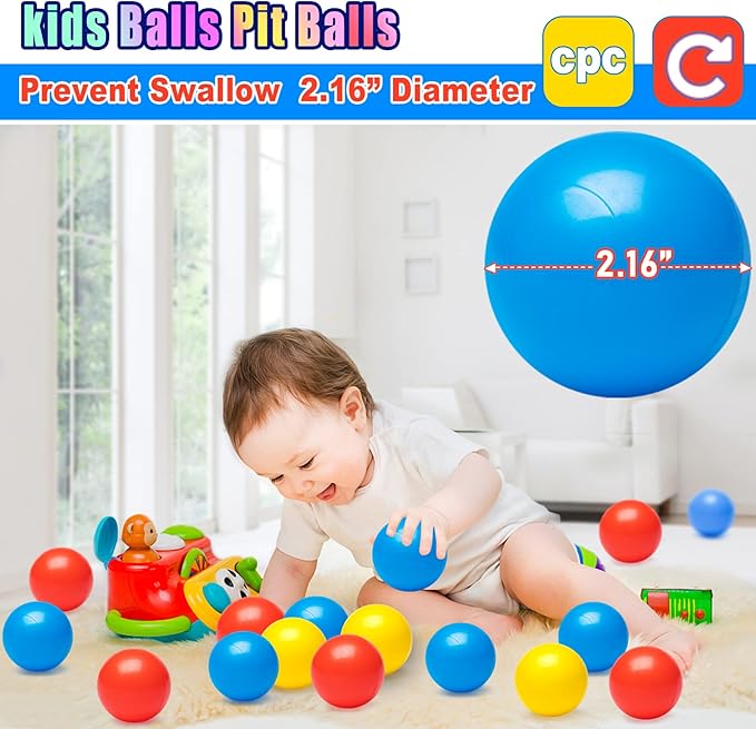 100 Ball Pit Balls for Kids, Plastic Balls for Ball Pit, Play Balls for Toddlers Babies, Ideal for Ball Pit, Kiddies Pool, Indoor Playpen
