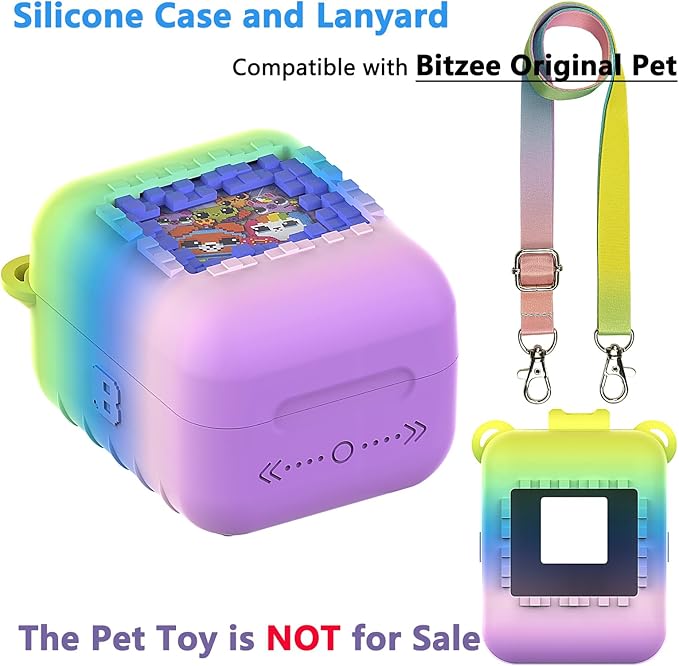 JCHPINE Silicone Cover Case for Bitzee Interactive Digital Pet and Case, Protective Skin Sleeve for Bitzee Virtual Electronic Pets Accessories (for Original 15 Animals) (Rainbow)