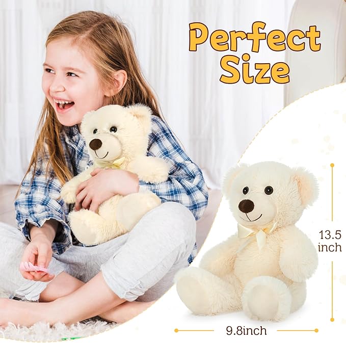 MaoGoLan 3 Pieces Bulk Teddy Bears Stuffed Animals Baby Shower, Soft Small Beige Stuffed Teddy Bears in Bulk, 13.5" Cuddly Mini Teddy Bears Centerpiece,Wedding,Party,Engagement