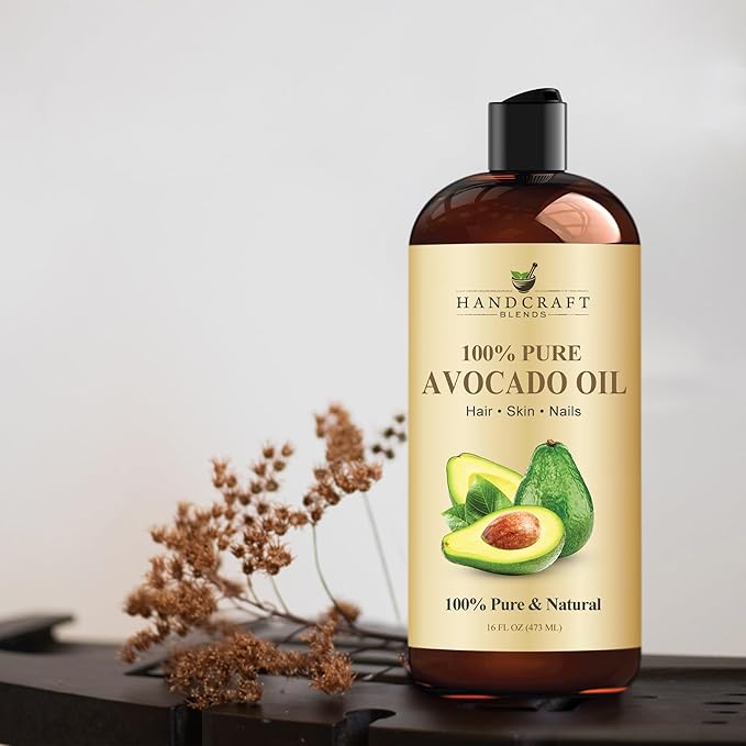 Handcraft Blends Avocado Oil - Cold-Pressed 16 Fl Oz - 100% Pure and Natural - Premium Grade Carrier Oil for Skin and Hair - Hair and Body - Massage - Hexane-Free