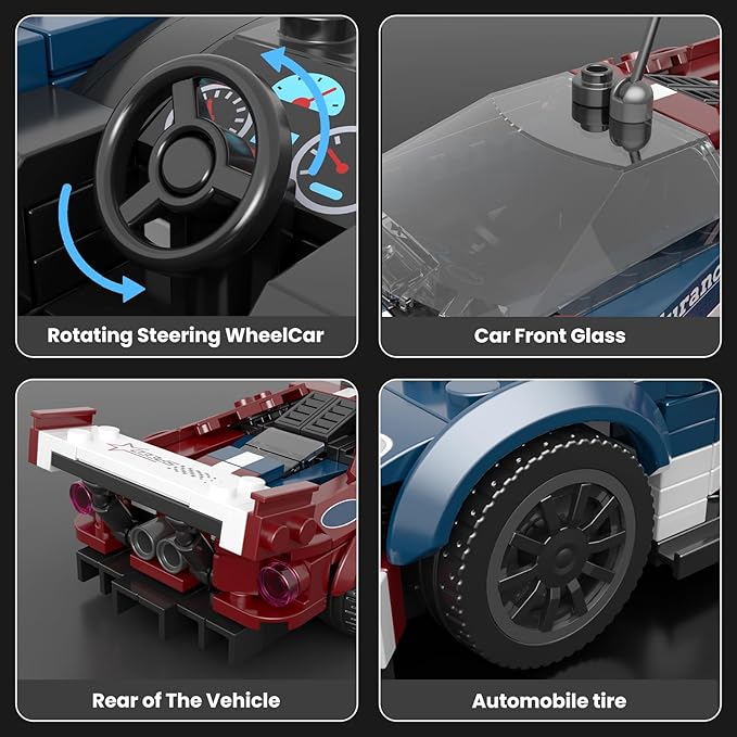 Mould King Vintage Car Building Kits, MOC Racing Car Toys Model, Vehicle Blocks Set Suitable for Boys to Build, House Decoration Gifts for Kids and Adults (320Pcs)