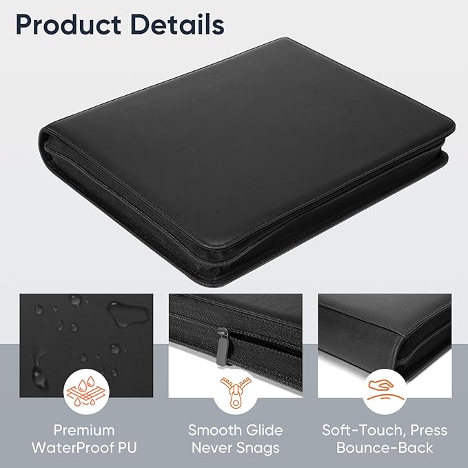 Top Loader Binder - 9 Pocket, Holds 252 Toploaders, 9 Toploaders Included, Card Storage for Trading Cards in 3 x 4'' Toploader, Premium Zippered PU Toploader Binder for TCG, Sports Cards