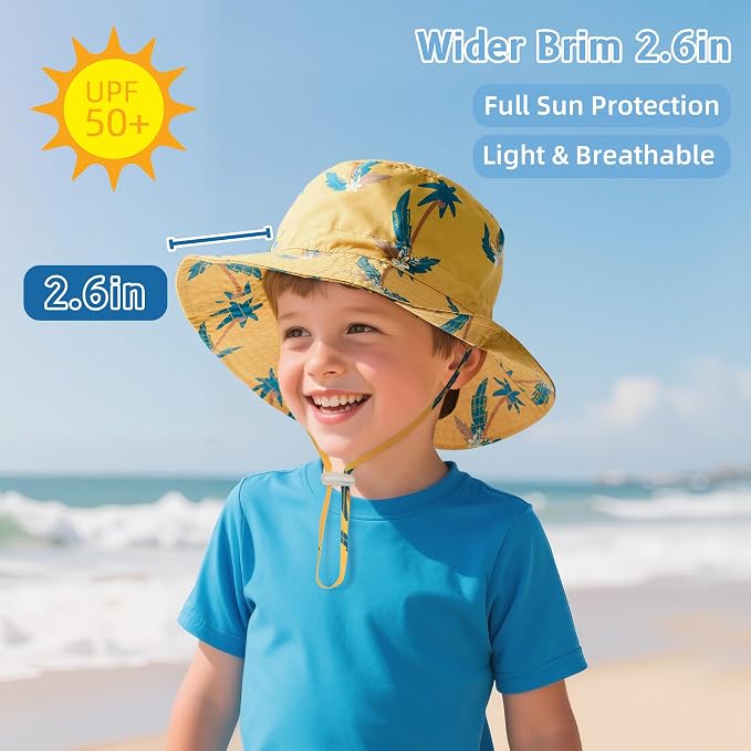 Baby Sun Hat UPF 50+ Sun Protective Toddler Bucket Hat Summer Kids Beach Hats Wide Brim Outdoor Play Hat for Boys Girls