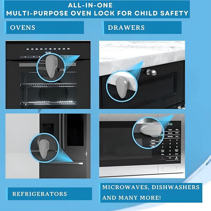 BABY PROOF ME Oven Lock Child Safety, 1 Pack, Oven Door Lock Child Safety, Oven Baby Proofing, Heat-Resistant, Durable & Easy to Install Oven Safety Locks for Toddlers, Baby Proof Oven (Grey)