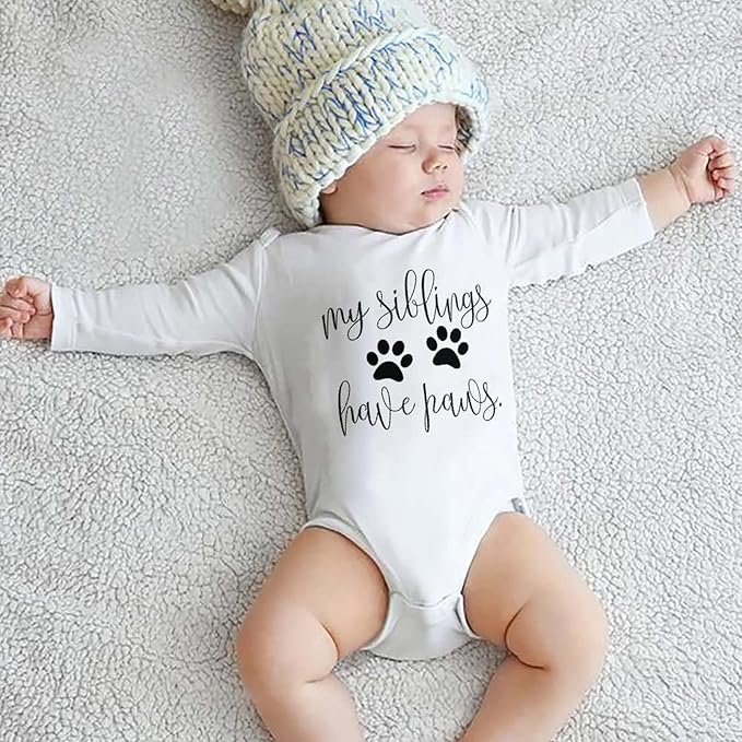listery My Siblings Have Funny Paws Bodysuit Have Paws Baby Bodysuit Baby Paws Romper Dog Baby Bodysuit