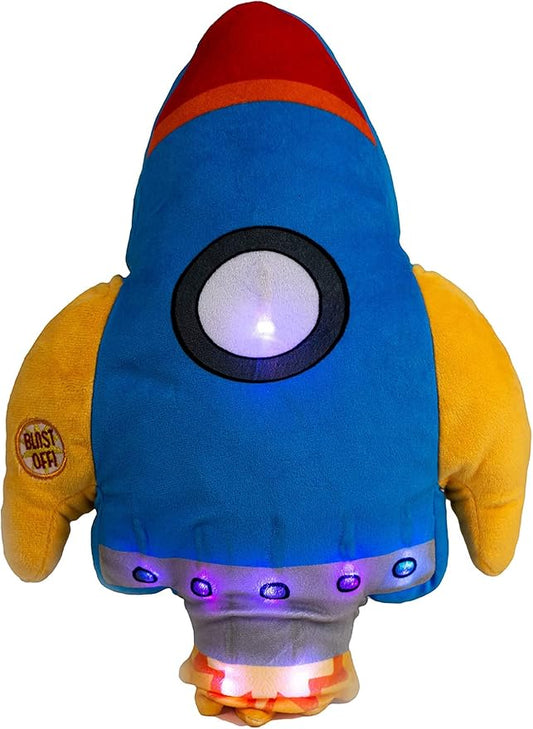Unicorns & Robots Light Up Pillow for Kids, Plush Led Night Light for Boys and Girls, Oeko TEX Certified, Toddler’s Light Up Sleeping Toy, Rocket Ship