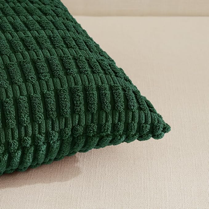 Fancy Homi 4 Packs Decorative Throw Pillow Covers for Living Room Couch Bed, Modern Farmhouse Boho Home Décor Accent Cushion Case, 24" x 16", Dark Green