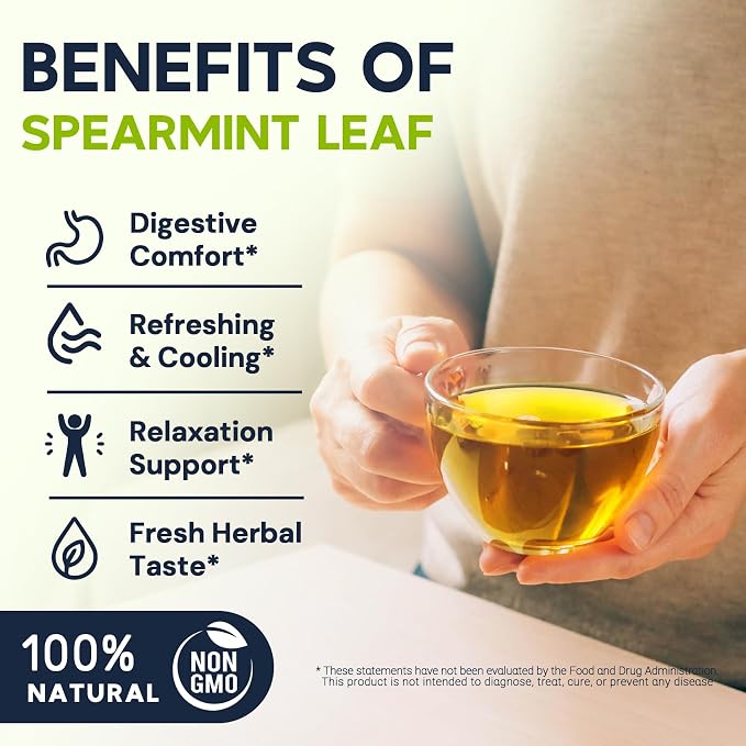 Spearmint Leaf Herbal Tea - Caffeine Free, 40 Tea Bags