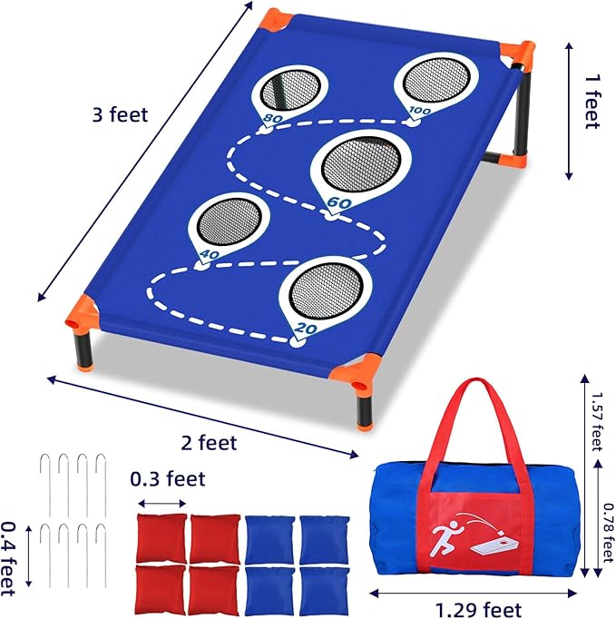 NZQXJXZ Portable Cornhole Board Set with 8 Bean Bags Corn Hole Toss Game Cornhole Games for Indoor and Outdoor Parties, Ideal for Kids, Adults, Camping Travel,Parties,Beach, Yard