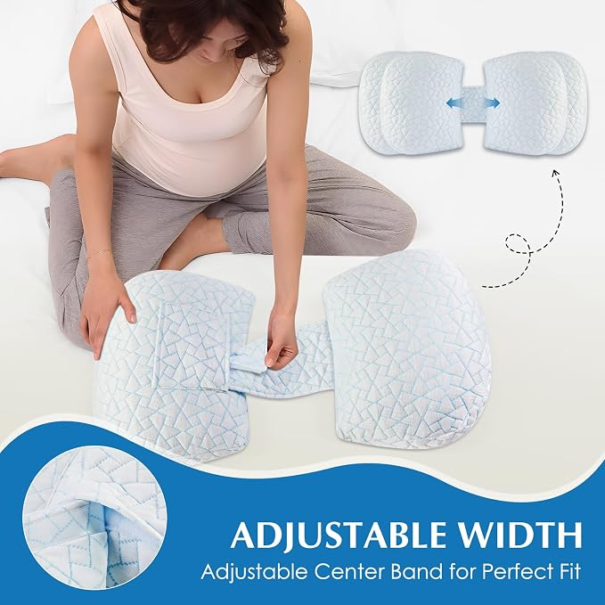 Pregnancy Pillow for Sleeping, Portable Adjustable Maternity Wedge Pillows for Side Sleepers, Belly, Back & Hip Support with Cooling Removable Cover, Ideal Travel Pillow for Pregnant Women