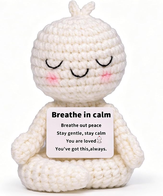 Meditation Gifts for Women Girls- Mini Yoga Crochet Emotional Support Relaxation Gifts for Women,Mindfulness Calm Your Mind for Stress & Anxiety Relief Wellness Gift for Friends, Therapist Zen Decor