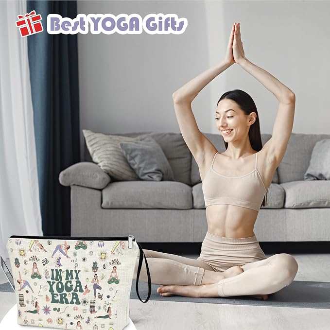 Yoga Gifts for Women Funny IN MY YOGA ERA Zipper Bag, Gift for Yoga Lovers Yoga Stuff Makeup Bag Meditation Birthday Christmas Gifts for Sister Friends Yoga Instructor