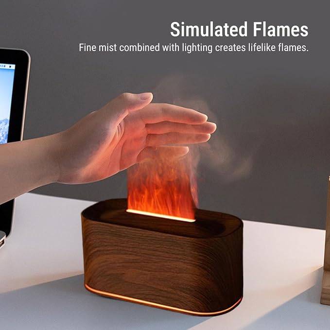 Asixxsix Essential Oil Diffuser, Aromatherapy Diffuser Cool Mist Humidifier with 7 Colors Light, Scent Aromas Diffuser, Quiet Flame Diffuser for Essential Oil, Home, Office, Bedroom (Dark Wood Grain)