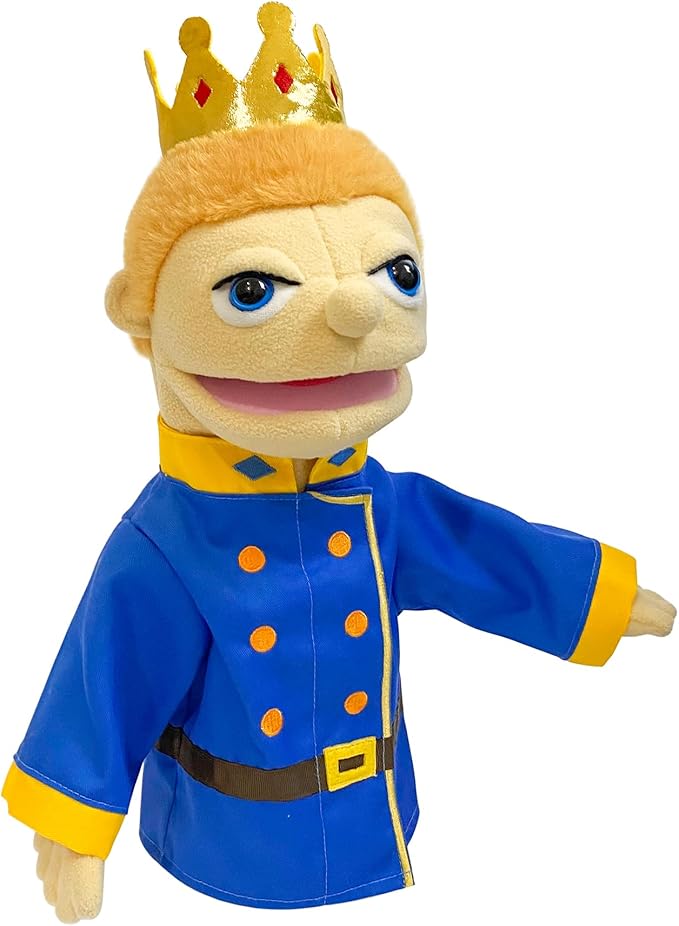 16" Puppets Entriloquist Puppet,Hand Puppets for Kids Plush Prince Puppets for Adults with Removable Mouth Puppet for Kids Ages 4-8，Hand Puppet for Adults with Scalable Puppet Control Rod