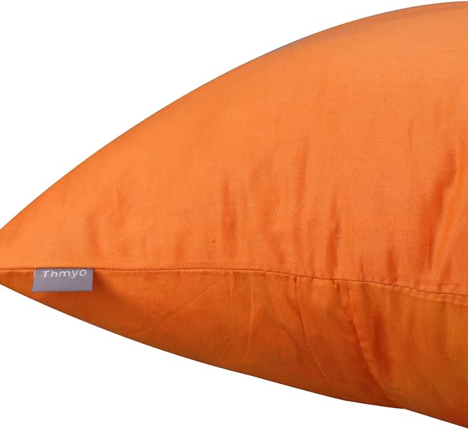 Thmyo 4-Pack 100% Cotton Comfortable Solid Decorative Throw Pillow Cases Square Cushion Cover Pillowcases Sublimation Blank Pillow Cover Halloween DIY Throw Pillowcase(22x22inch/55x55cm,Orange)