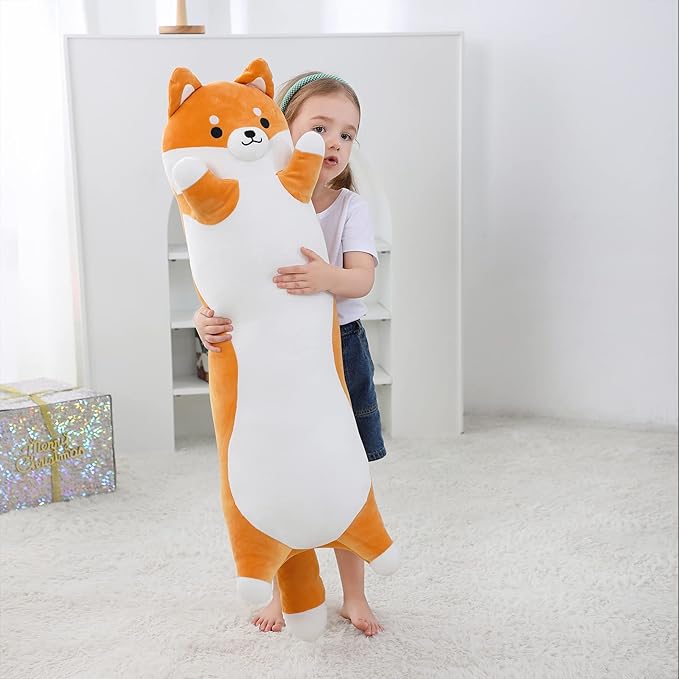 36 Inch Shiba Inu Dog Stuffed Animal, Big Akita Dog Plush Toy, Long Corgi Body Pillow for Bed Decor, Cute Plushies Birthday Gift for Thanksgiving, Birthday, Christmas