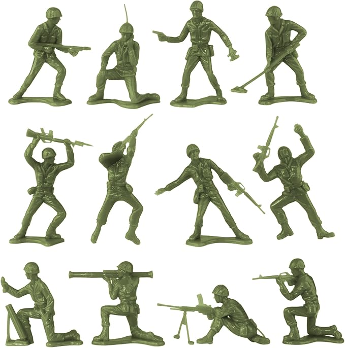 TimMee Plastic Army Men - OD Green vs Tan 48pc Toy Soldier Figures - Made in USA