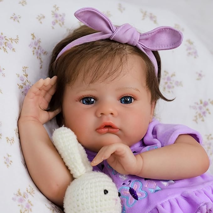 SCOM Realistic Reborn Baby Dolls with Baby Accessories - 20 inch Lifelike Baby Doll Girl, Soft Vinyl Body & Handmade Silicone Limbs, Toddler for Age 3+ Interactive Toy,Birthday Gift