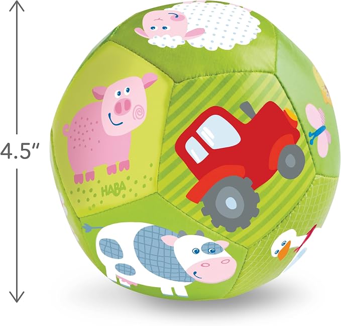 HABA Soft Baby Ball Tummy Time & Sensory Play - 4.5" Infant Play Ball Ideal for Crawling, for Babies 6 Months & Up