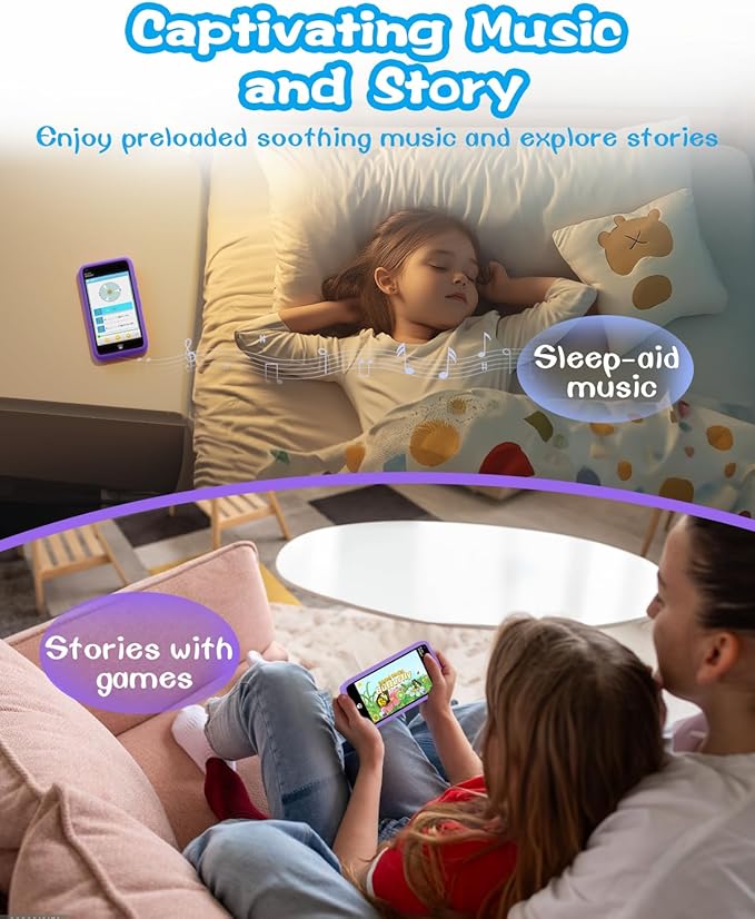 MOMILLA Toys Kids Smart Phone, Birthday Gifts for Girls, Kids Phone with 3.97" Touchscreen, 16 GB Mini Play Cell Phone, Toddler Toys for Girls Age 3 4 5 6 7 8 9 10 Years Old (Front Camera Only)