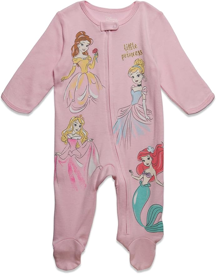 Disney Baby Girls 2 Pack Zip Up Sleep N' Plays Newborn to Infant Sizes (Newborn - 24 Months)