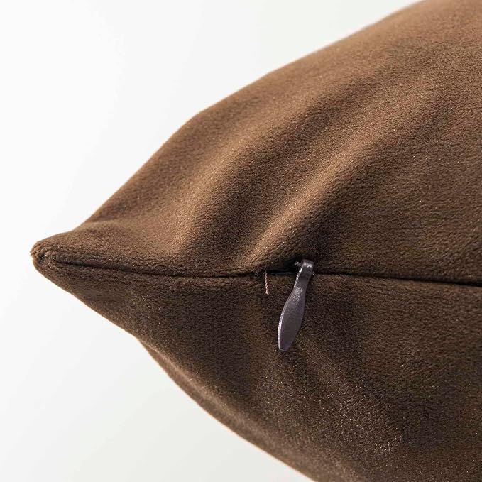 14x24 Pillow Covers Set of 2 Decorative Velvet Throw Pillow Covers,Brown | Luxury Red Cushion Covers with Invisible Zipper for Couch Sofa Bed Living Room Bedroom Home Decor